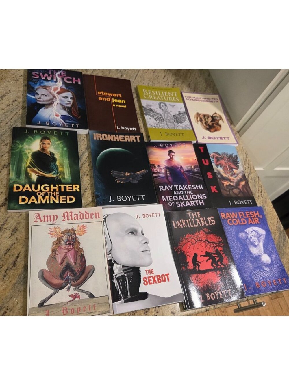J. Boyett Lot of 12 Books Sci Fi Fantasy Sexbot Switch Unkillables Raw Flesh